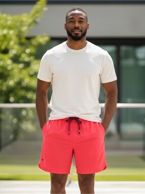Fabletics Men's “The One Short” Athletic Short Poppy Red(Salmon) Size-28 GUC